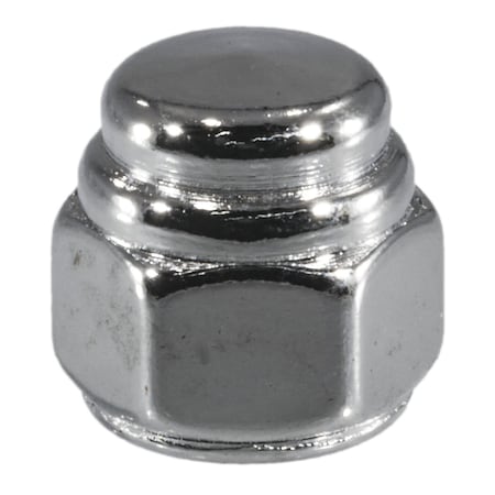 Flattened Head Cap Nut, 1/4-20, Steel, Chrome Plated, 10 PK